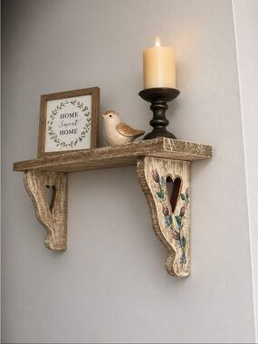 Distressed Rustic Farmhouse country /primitive Wall Shelf Hand-Painted - Heart